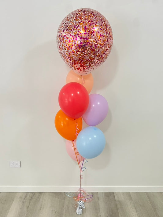 Confetti and 6 Balloon Bouquet