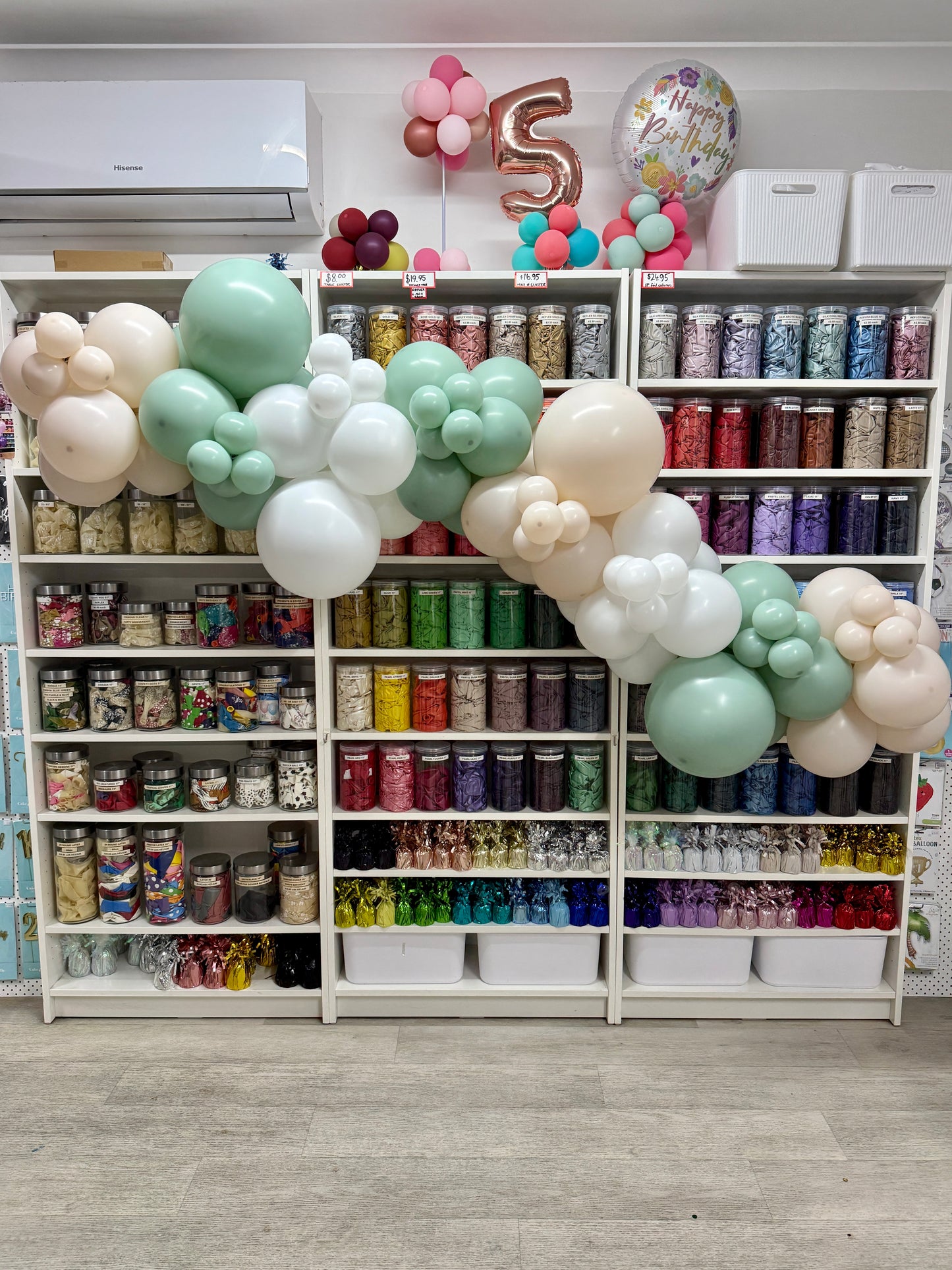 Grab 'n' Go Garland * GREEN TEA, PASTEL DUSK CREAM & WHITE *